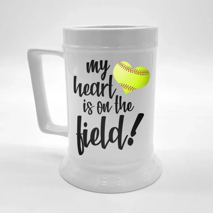 My Heart Is On The Field Baseball Player Front & Back Beer Stein