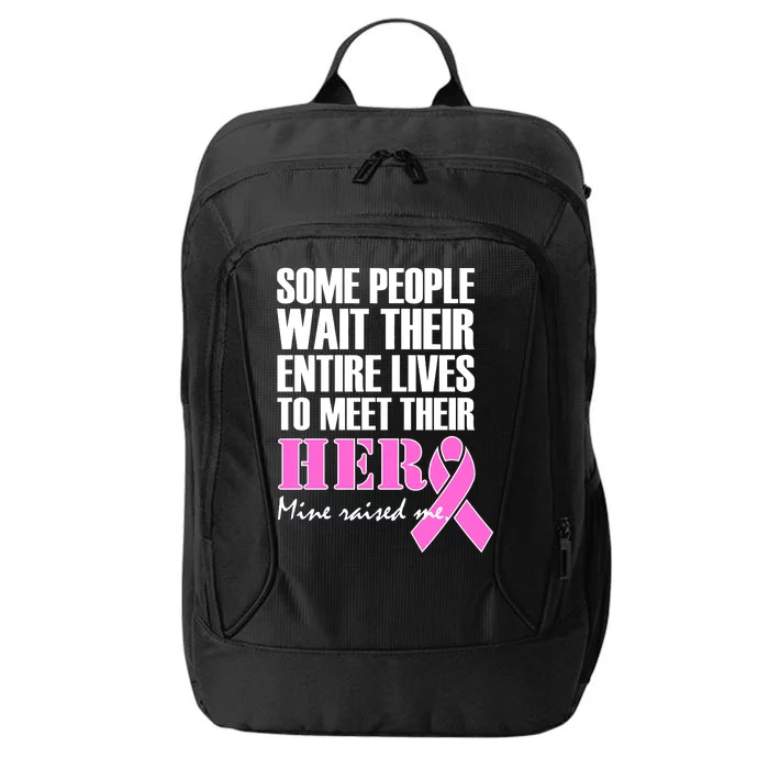 My Hero Raised Me Breast Cancer Awareness City Backpack