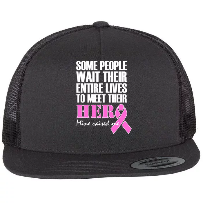 My Hero Raised Me Breast Cancer Awareness Flat Bill Trucker Hat