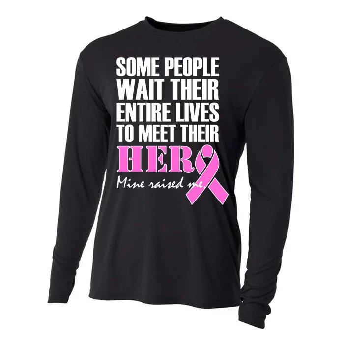 My Hero Raised Me Breast Cancer Awareness Cooling Performance Long Sleeve Crew