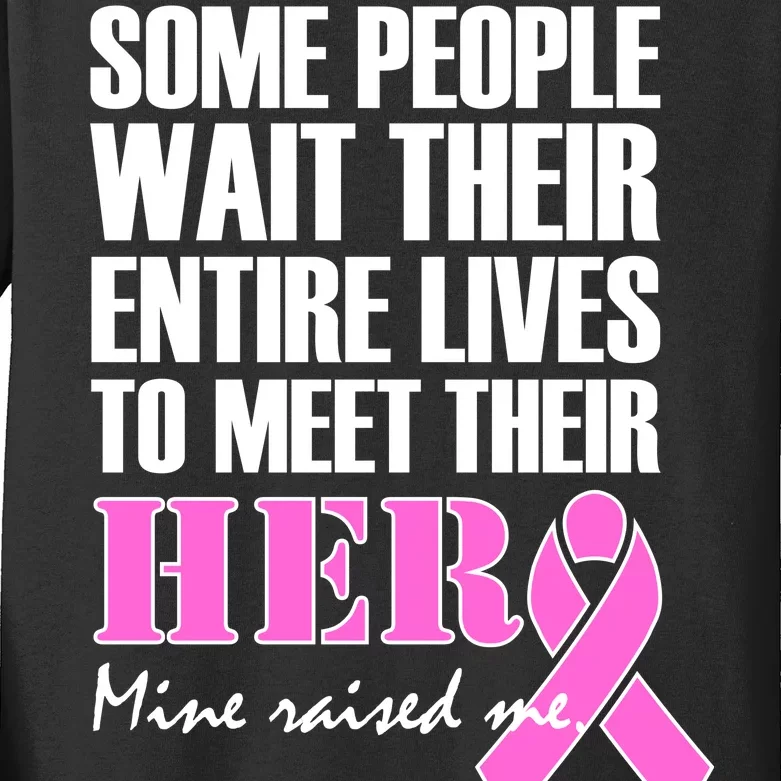 My Hero Raised Me Breast Cancer Awareness Kids Long Sleeve Shirt