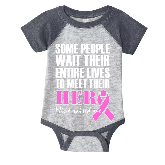 My Hero Raised Me Breast Cancer Awareness Infant Baby Jersey Bodysuit