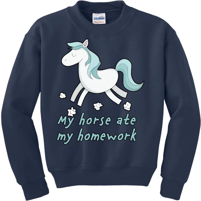 My Horse Ate My Homework Kids Sweatshirt