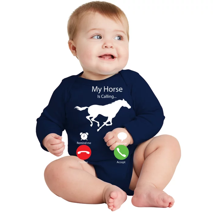 My Horse Is Calling Baby Long Sleeve Bodysuit