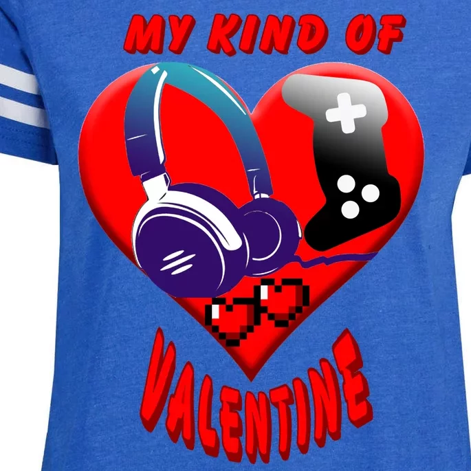 My Kind Of Valentine Gamer Enza Ladies Jersey Football T-Shirt