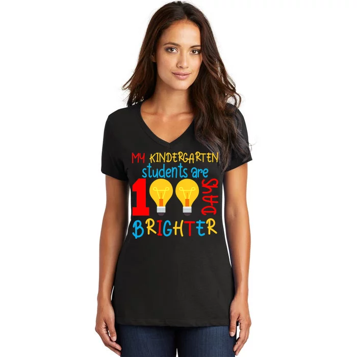 My Kindergarten Student Are 100 Days Brighter Women's V-Neck T-Shirt