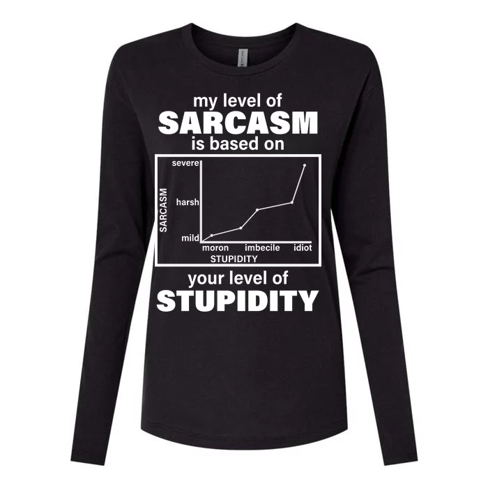 My Level Of Sarcasm Depends On Your Level Of Stupidity Womens Cotton Relaxed Long Sleeve T-Shirt