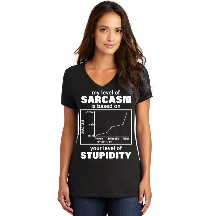 My Level Of Sarcasm Depends On Your Level Of Stupidity Women's V-Neck T-Shirt