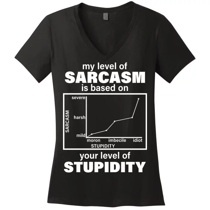 My Level Of Sarcasm Depends On Your Level Of Stupidity Women's V-Neck T-Shirt