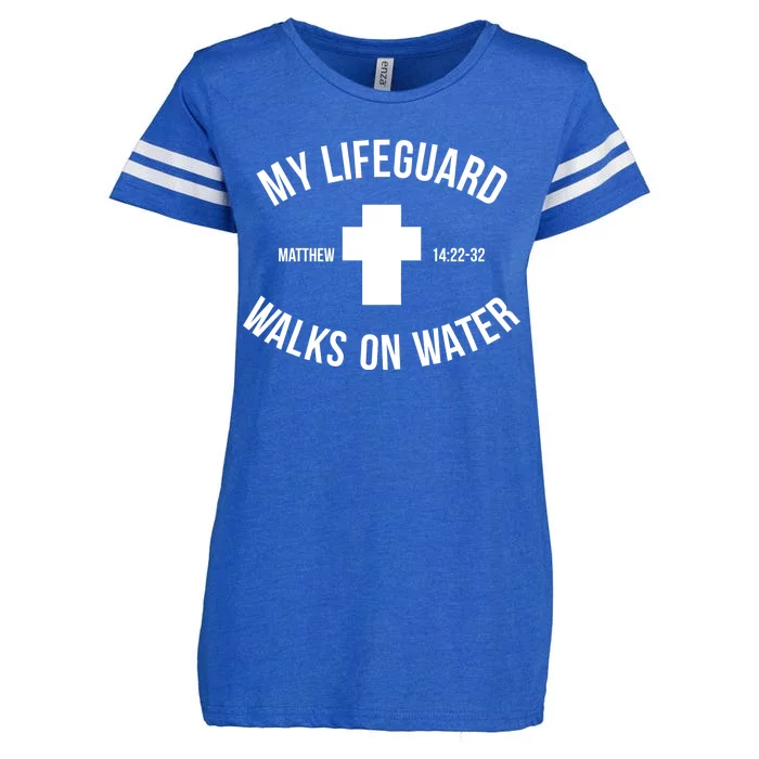 My Lifeguard Walks on Water - Matthew 14:22-32 Jesus Cross Enza Ladies Jersey Football T-Shirt