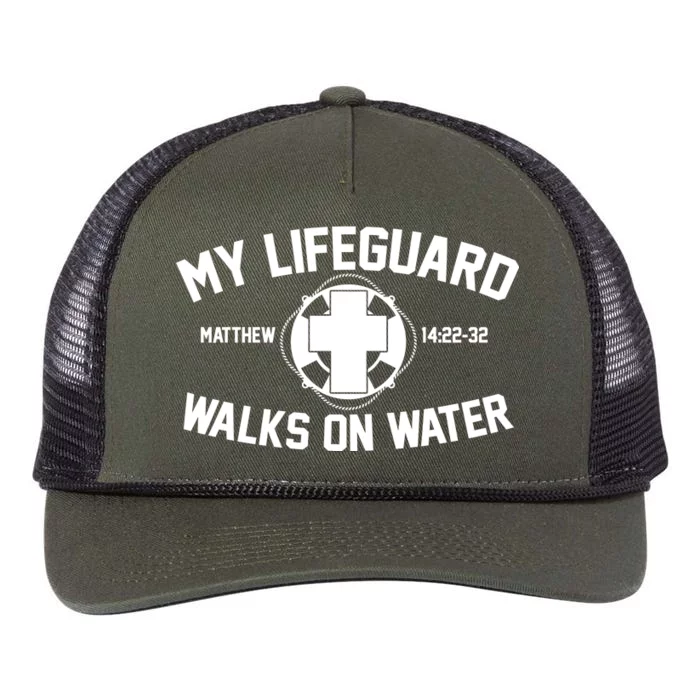 My Lifeguard Walks On Water Jesus Saves Retro Rope Trucker Hat Cap