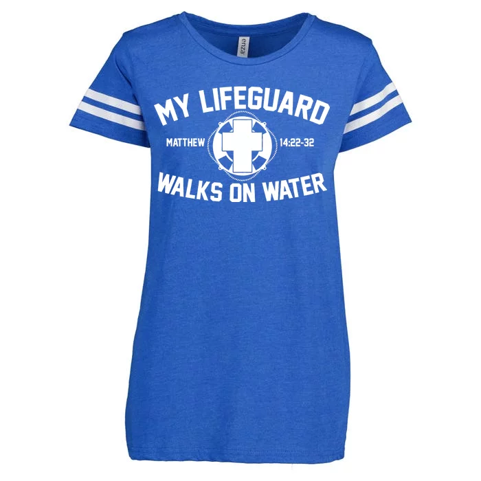 My Lifeguard Walks On Water Jesus Saves Enza Ladies Jersey Football T-Shirt