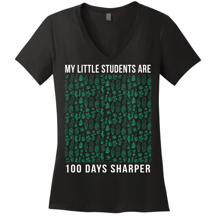 My Little Students Are 100 Days Sharper Women's V-Neck T-Shirt