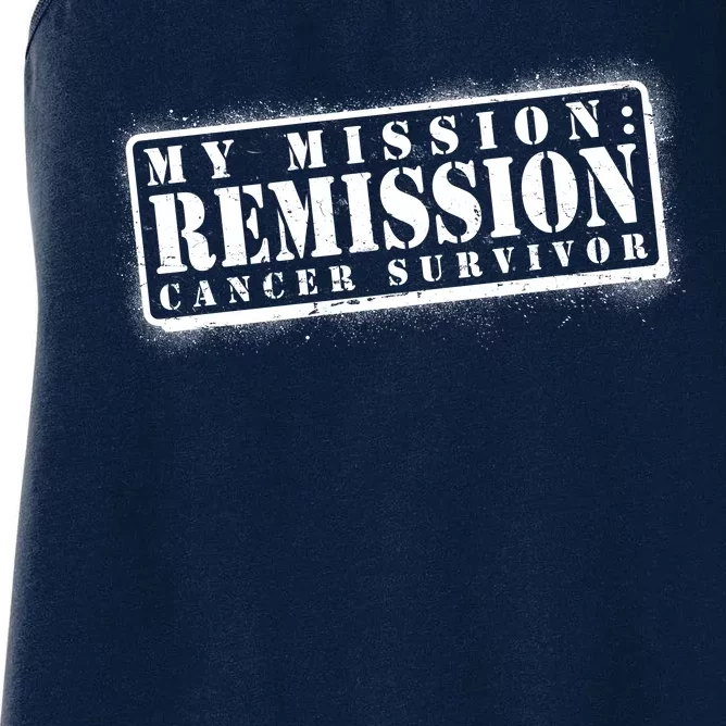 My Mission Remission Cancer Survivor Stamp Women's Racerback Tank