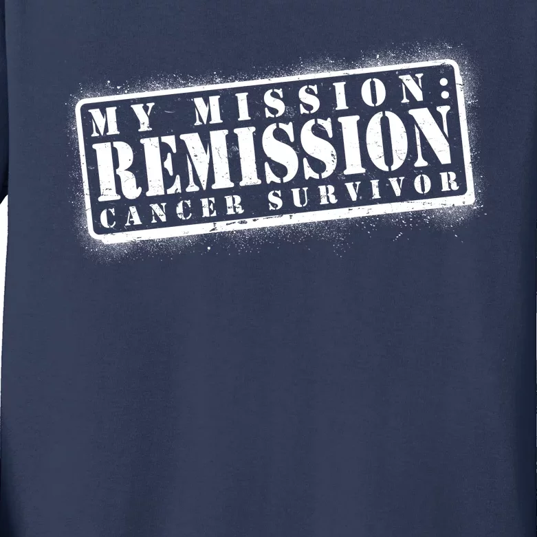 My Mission Remission Cancer Survivor Stamp Kids Long Sleeve Shirt