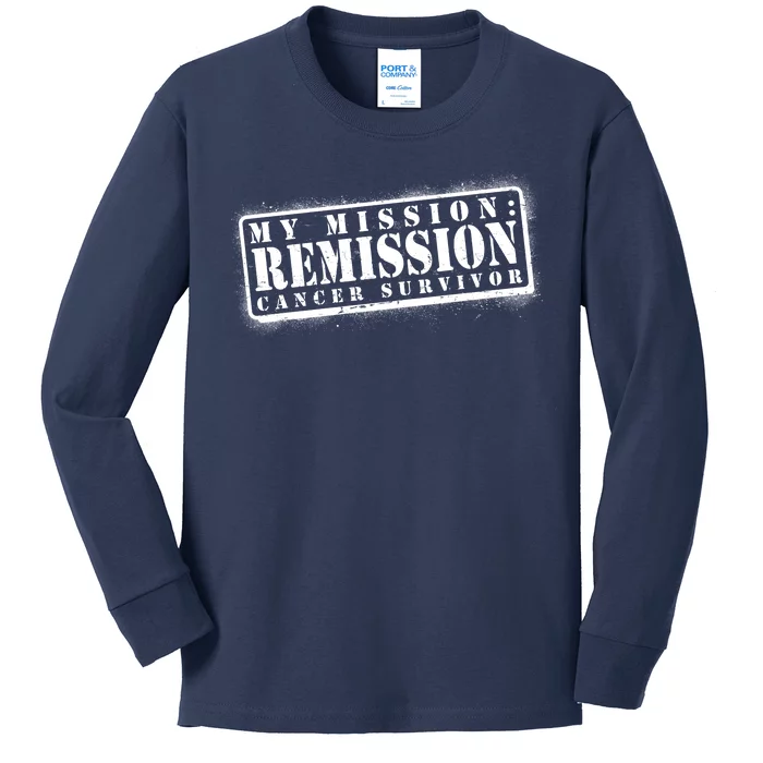 My Mission Remission Cancer Survivor Stamp Kids Long Sleeve Shirt