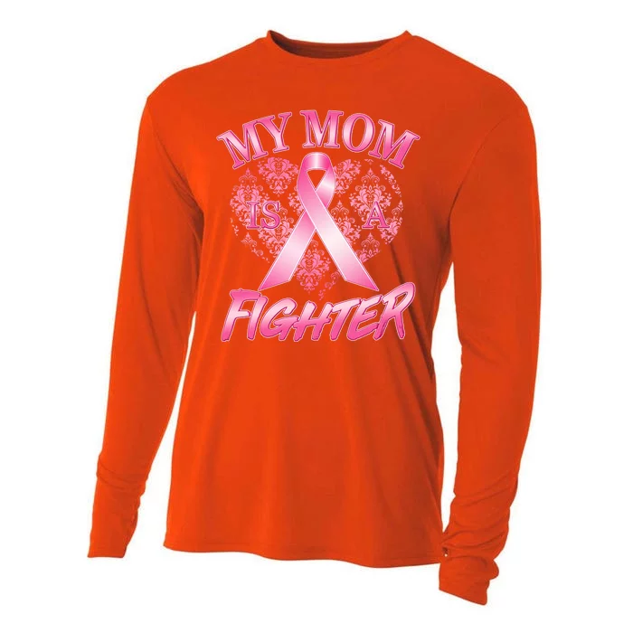 My Mom Is A Fighter Breast Cancer Awareness Cooling Performance Long Sleeve Crew