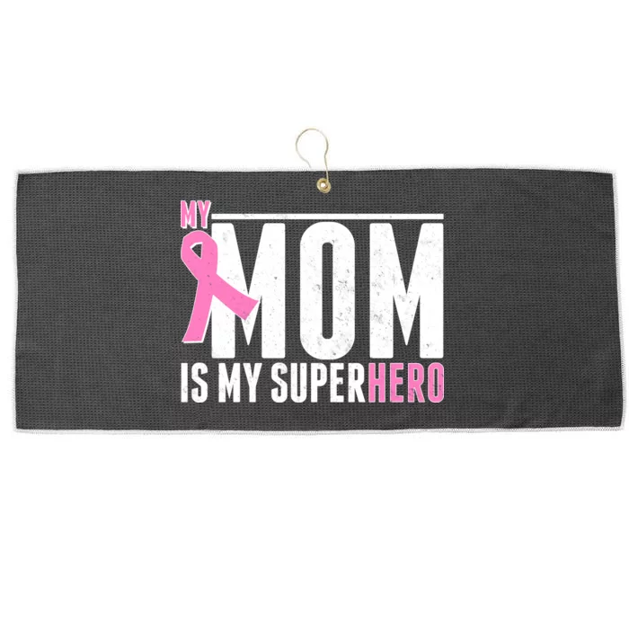 My Mom Is My Superhero Breast Cancer Large Microfiber Waffle Golf Towel