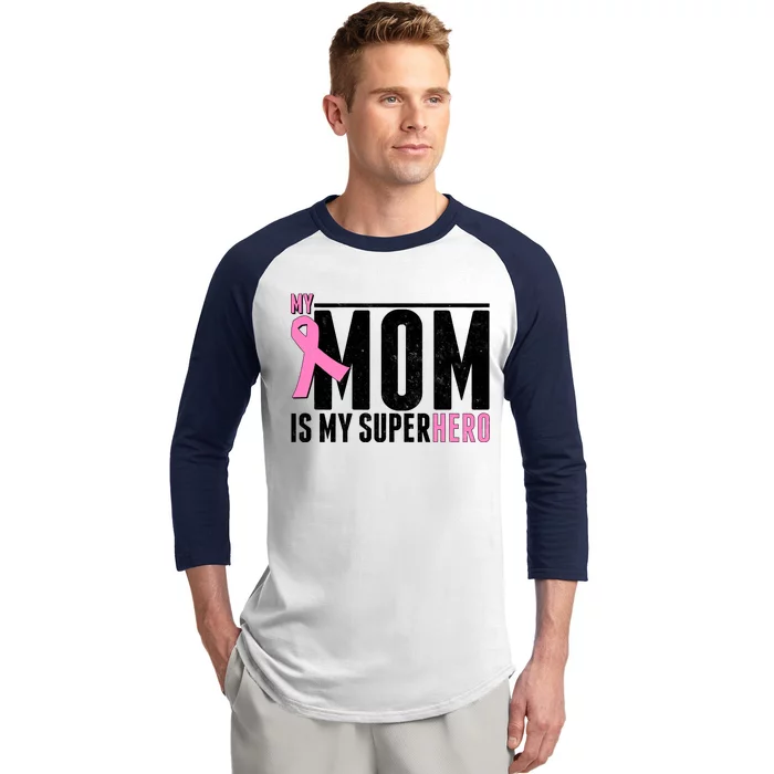 My Mom Is My Superhero Breast Cancer Baseball Sleeve Shirt