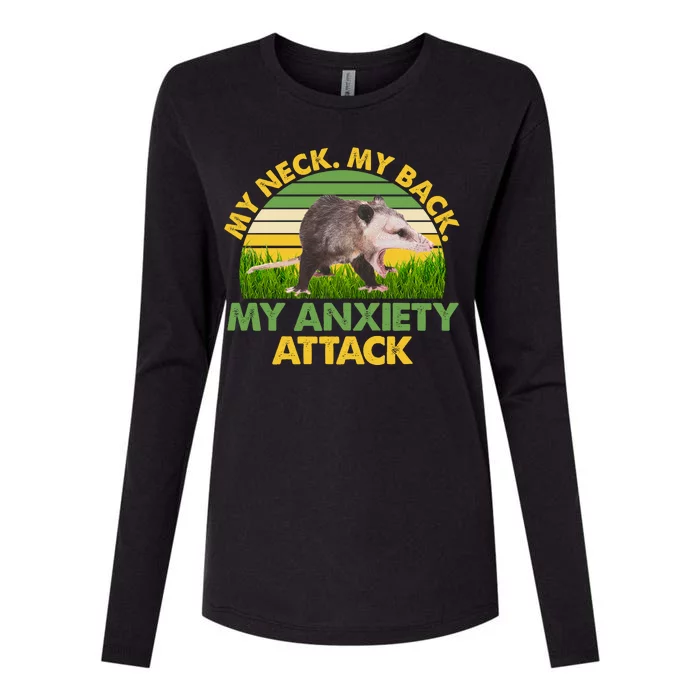 My Neck My Back My Anxiety Attack Vintage Opossum Womens Cotton Relaxed Long Sleeve T-Shirt