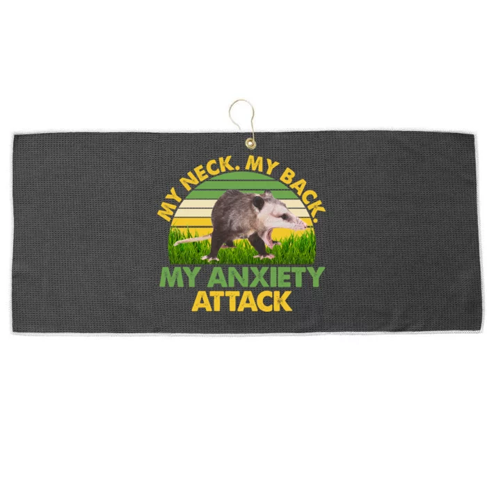 My Neck My Back My Anxiety Attack Vintage Opossum Large Microfiber Waffle Golf Towel