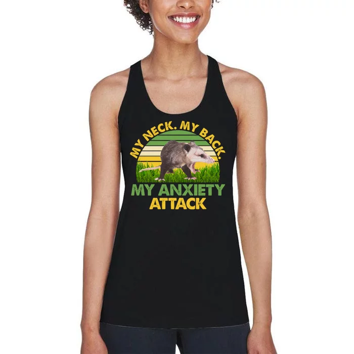 My Neck My Back My Anxiety Attack Vintage Opossum Women's Racerback Tank