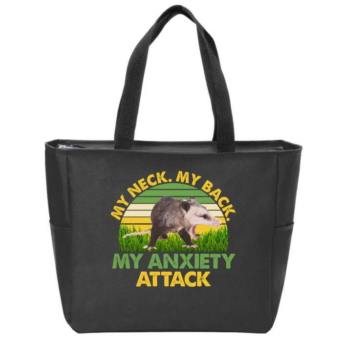 My Neck My Back My Anxiety Attack Vintage Opossum Zip Tote Bag