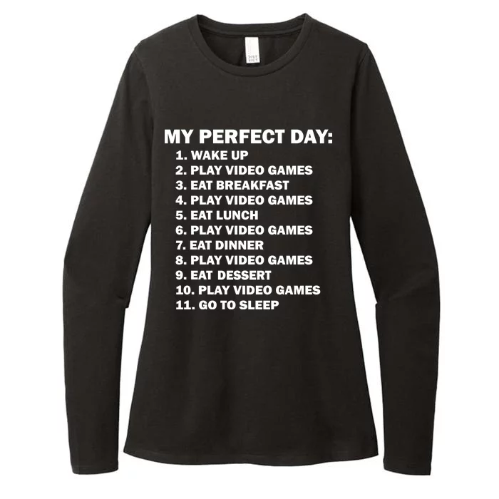 My Perfect Day Sleep Eat Play Video Games Womens CVC Long Sleeve Shirt