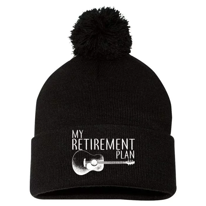 My Retirement Plan Playing  Guitar Pom Pom 12in Knit Beanie