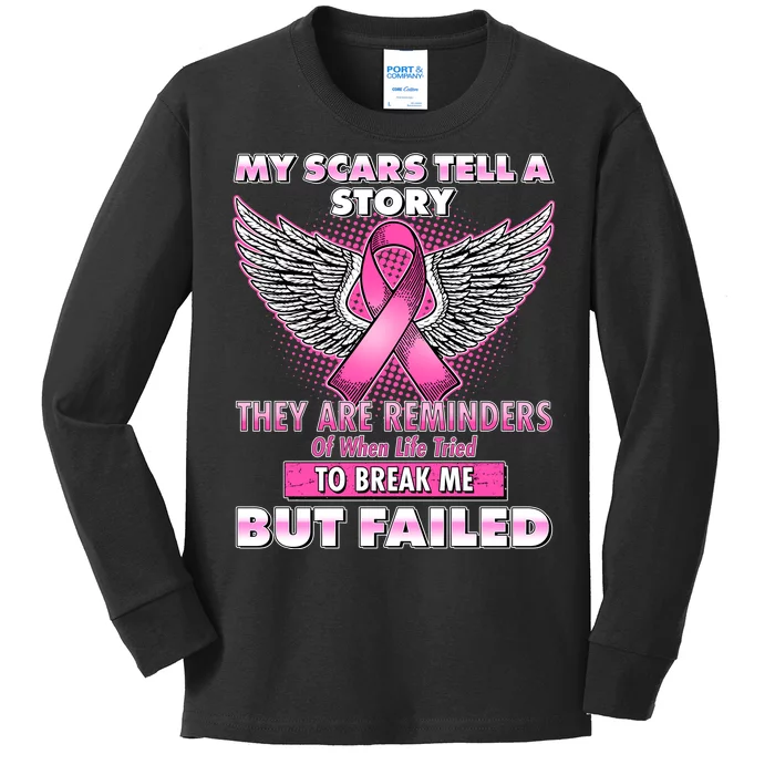 My Scars Tell A Story Breast Cancer Awareness Kids Long Sleeve Shirt