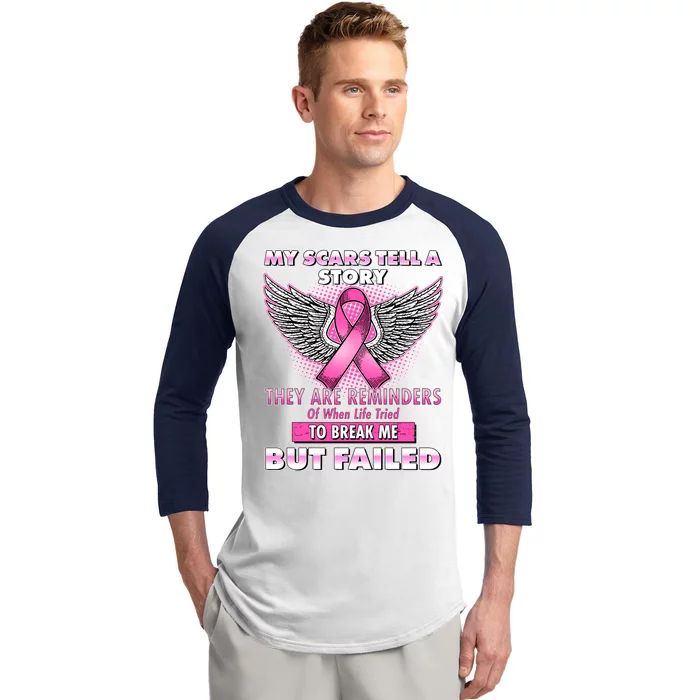 My Scars Tell A Story Breast Cancer Awareness Baseball Sleeve Shirt