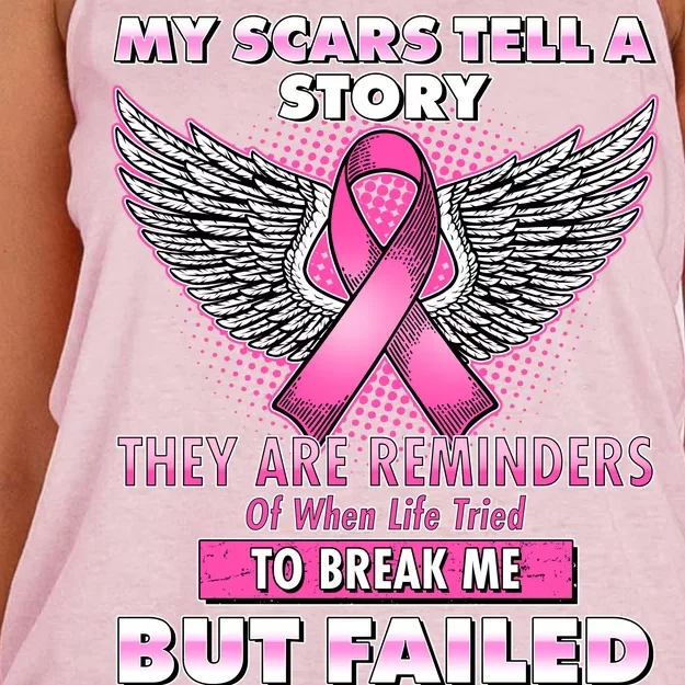 My Scars Tell A Story Breast Cancer Awareness Women's Knotted Racerback Tank