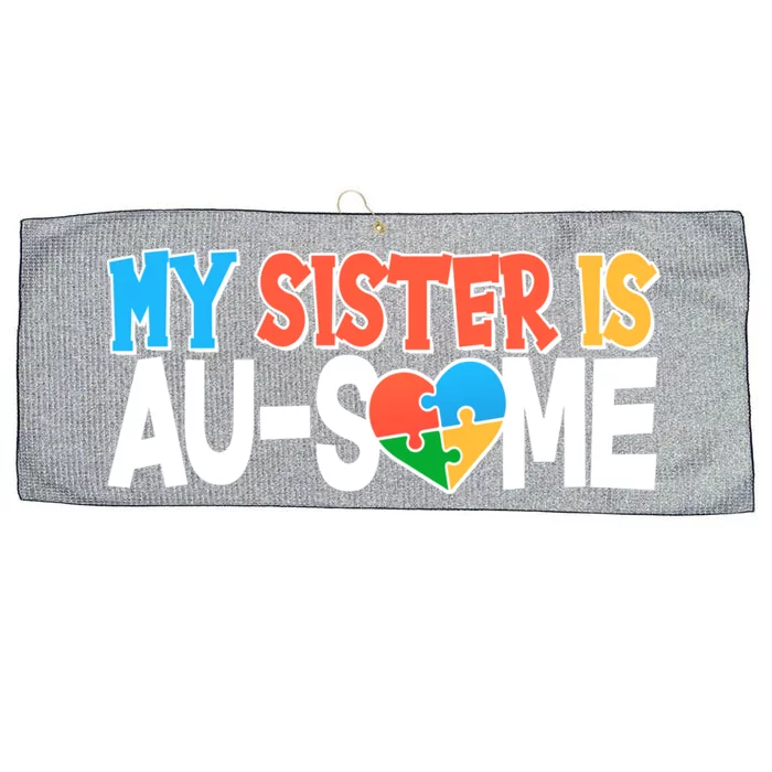 My Sister Is AU-SOME Autism Awareness Large Microfiber Waffle Golf Towel