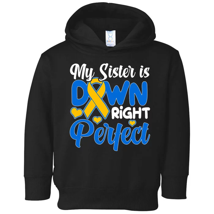 My Sister Is Down Right Perfect Down Syndrome Day Awareness Toddler Hoodie