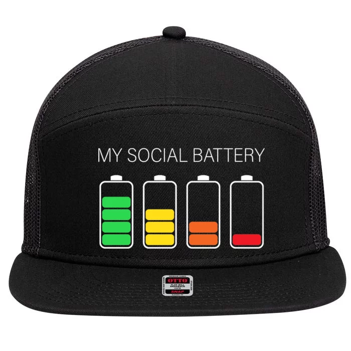 My Social Battery 7 Panel Mesh Trucker Snapback Hat