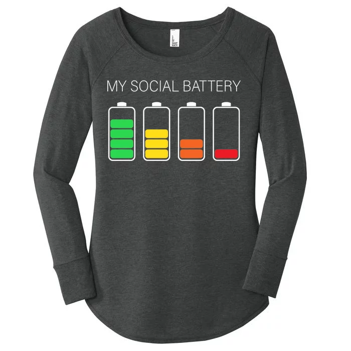 My Social Battery Women's Perfect Tri Tunic Long Sleeve Shirt