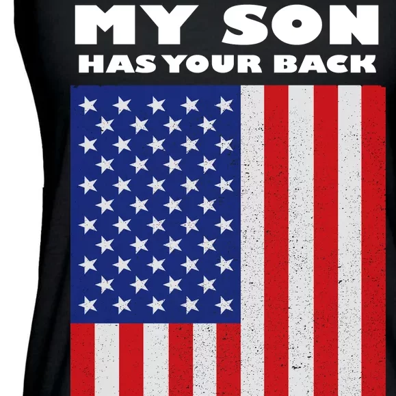 My Son Has Your Back Proud Army Dad Ladies Essential Flowy Tank