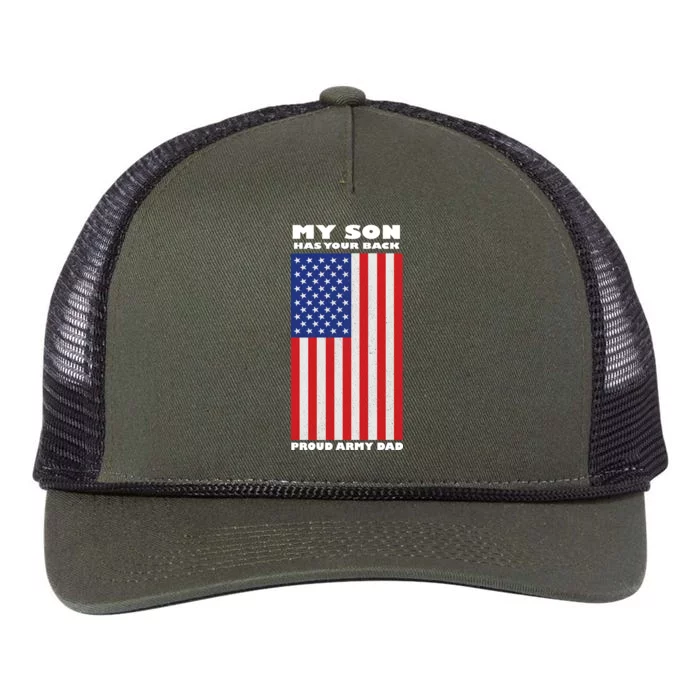 My Son Has Your Back Proud Army Dad Retro Rope Trucker Hat Cap