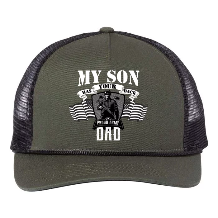 My Son Has Your Back Proud Army Dad USA Retro Rope Trucker Hat Cap