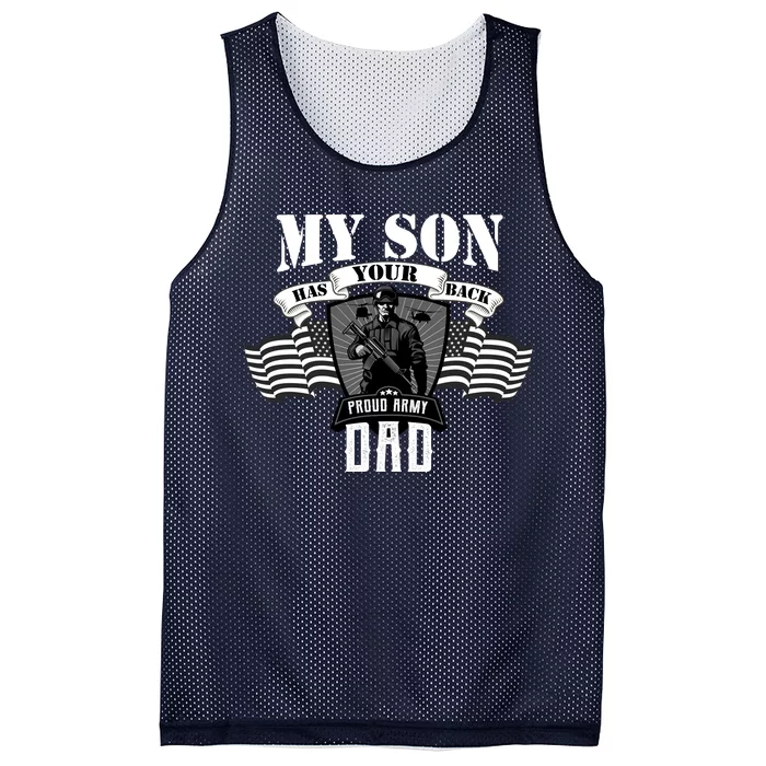 My Son Has Your Back Proud Army Dad USA Mesh Reversible Basketball Jersey Tank