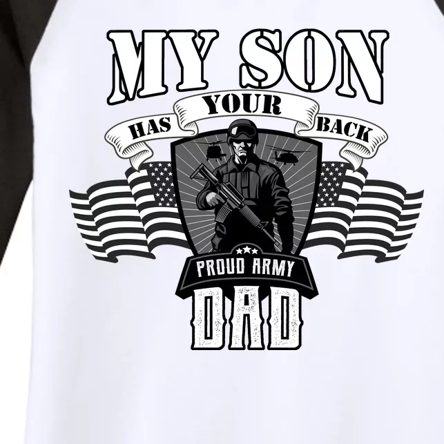 My Son Has Your Back Proud Army Dad USA Women's Tri-Blend 3/4-Sleeve Raglan Shirt