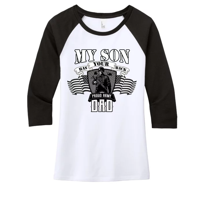 My Son Has Your Back Proud Army Dad USA Women's Tri-Blend 3/4-Sleeve Raglan Shirt