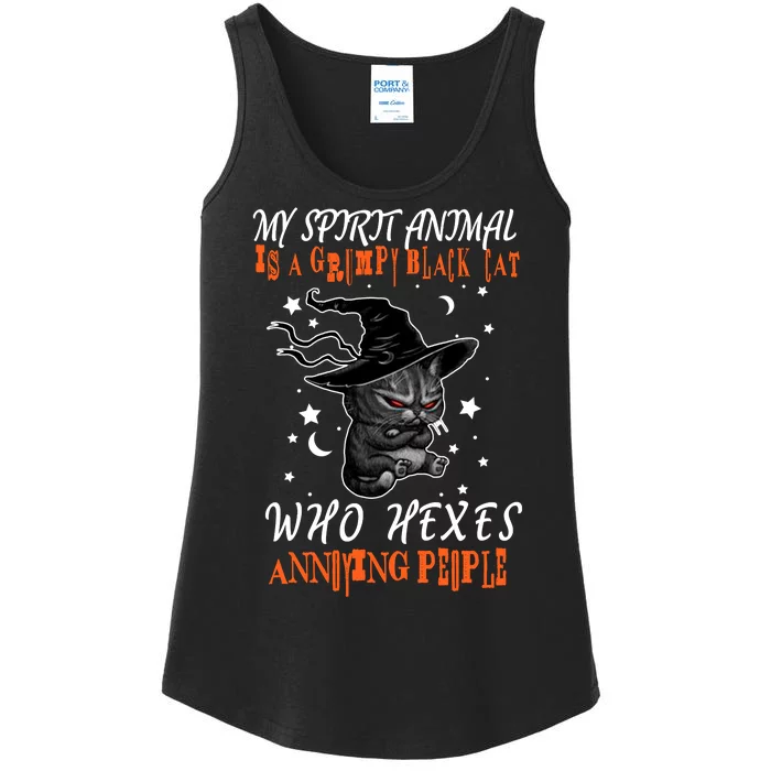 My Spirit Animal Is A Grumpy Black Cat That Hexes Annoying People Ladies Essential Tank