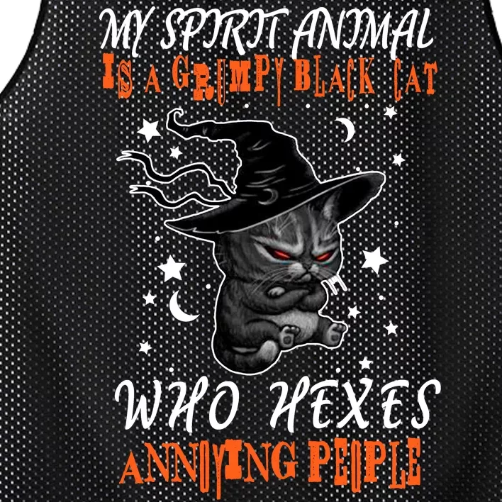 My Spirit Animal Is A Grumpy Black Cat That Hexes Annoying People Mesh Reversible Basketball Jersey Tank