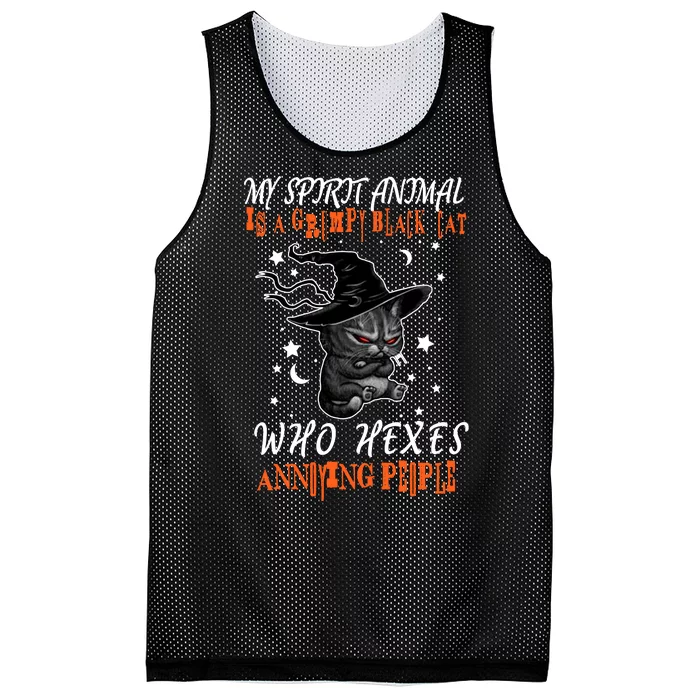 My Spirit Animal Is A Grumpy Black Cat That Hexes Annoying People Mesh Reversible Basketball Jersey Tank