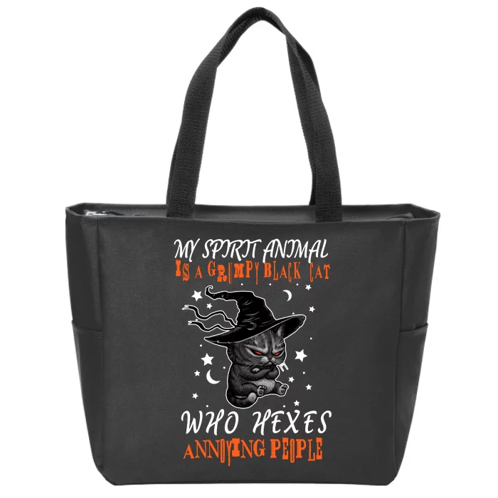 My Spirit Animal Is A Grumpy Black Cat That Hexes Annoying People Zip Tote Bag