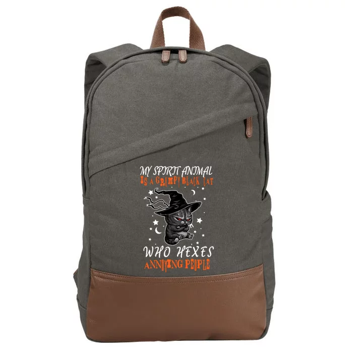 My Spirit Animal Is A Grumpy Black Cat That Hexes Annoying People Cotton Canvas Backpack