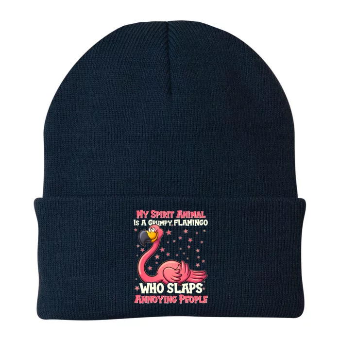 My Spirit Animal Is A Grumpy Flamingo Knit Cap Winter Beanie