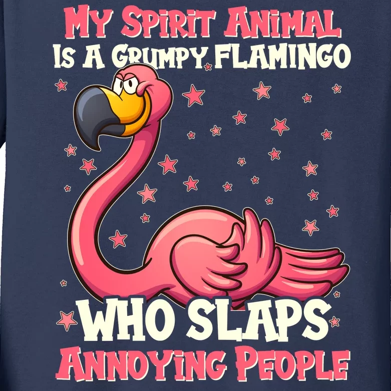 My Spirit Animal Is A Grumpy Flamingo Kids Long Sleeve Shirt