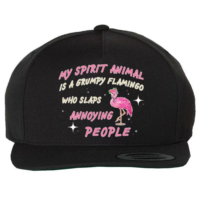 My Spirit Animal Is Grumpy Flamingo Wool Snapback Cap